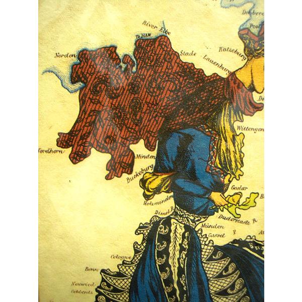 【中古】 海図なき航海の時代 大航海時代の古い地図 海図 星座 プリント ドイツと女性編 [40cmx50cm