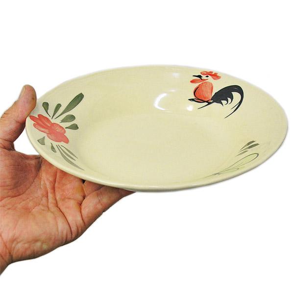 にわとり柄のお皿 丸深皿 [直径約21.5cm] ローカルな食器おしゃれな