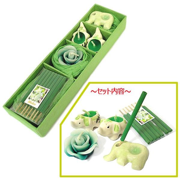 タイ お香とアロマキャンドルのミニセット [モーク] 象さんモチーフ