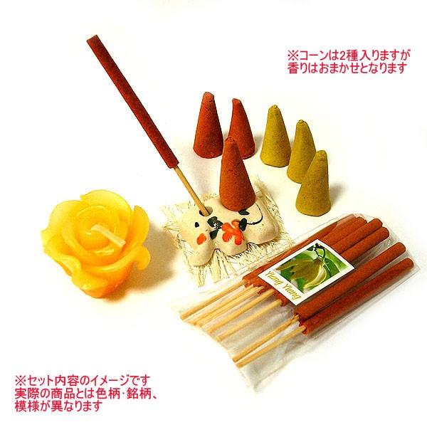 タイのお香 キャンドル ミニセット [ローズ 薔薇] おしゃれな ギフト