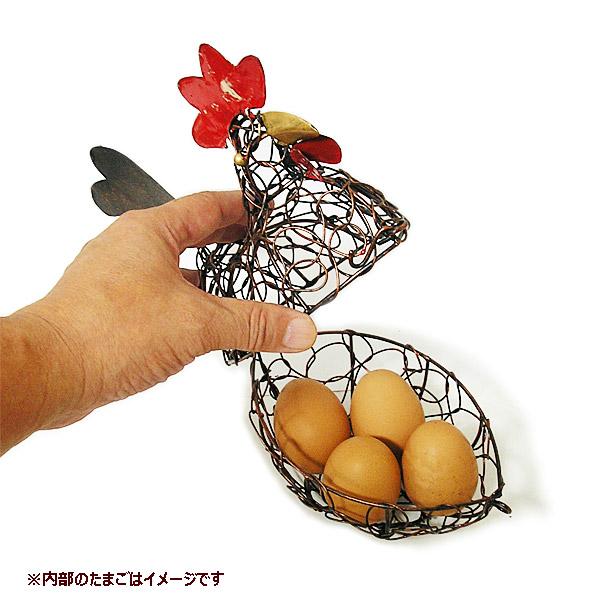 にわとり アイアン 卵入れ エッグ ストッカー 小 [L.約21cm