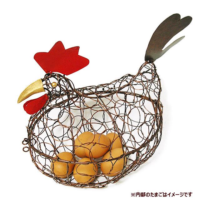 にわとり アイアン 卵入れ エッグ ストッカー 大 [L.約30cm