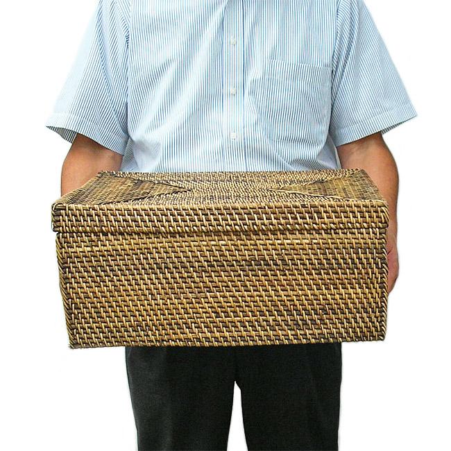 ラタン 蓋付き ボックス 長方形 M［W.43cm] おしゃれな ランドリー 
