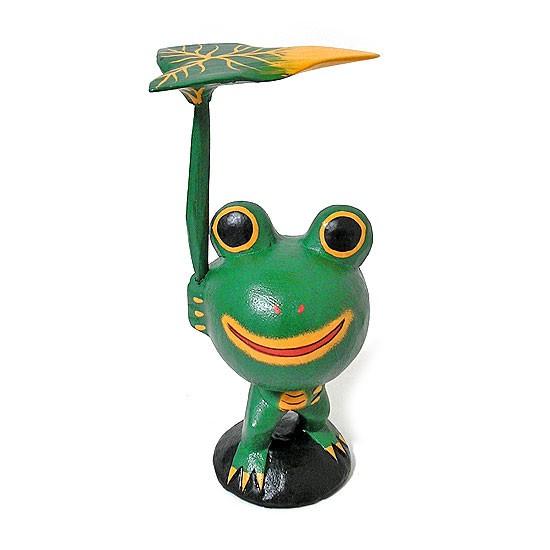 最大71 オフ 木製 傘持ちカエルのインテリア置物 H 約24cm アジアン雑貨 バリ雑貨