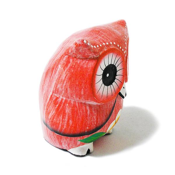 フクロウ インテリア 置物 薄赤 [9cm] プルメリアのお花