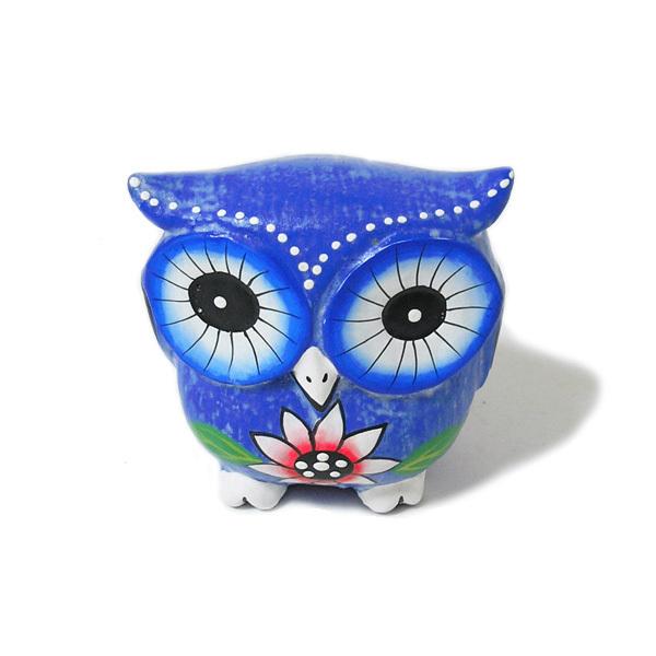 FLAVA フクロウの置物 青緑 九谷焼 フクロウ 置物 陶器 ふくろう 緑青盛 風水 開運 縁起物