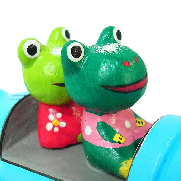 カエル君のパイロット ブルー おしゃれな かわいい エスニック 置物 