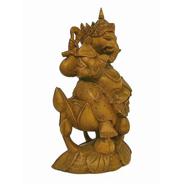 新入荷】寝そべりガネーシャ像(夢をかなえる神様) 木彫り [H 24cm