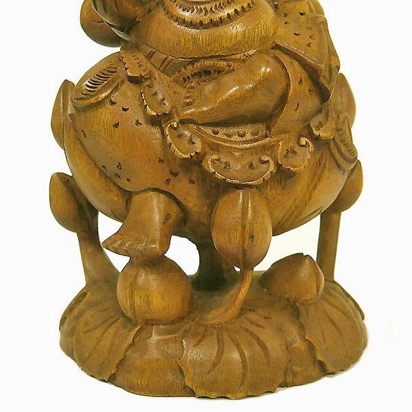 木彫り『蓮華座に座るガネーシャ像』 H.23cm アジアン雑貨 バリ雑貨