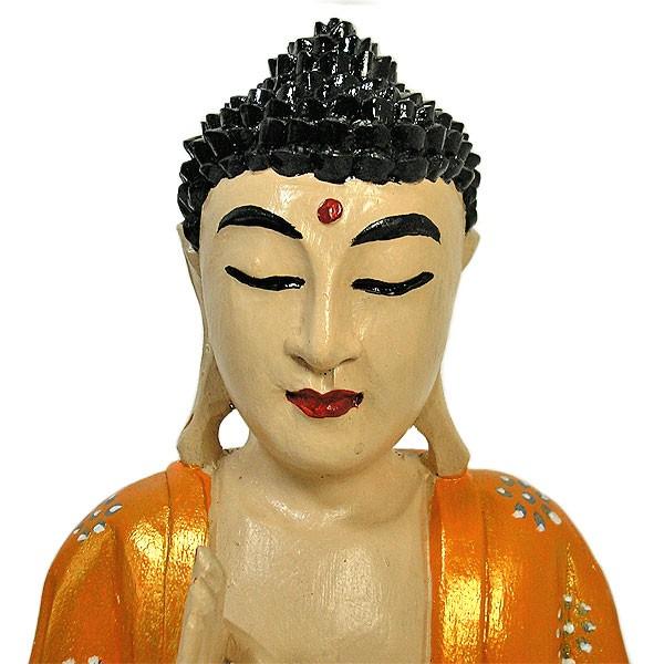 仏像 立像 木彫り 象嵌装飾 アジアン雑貨 木彫りの仏陀 坐像 A [H.32cm] アジアン雑貨 バリ雑貨 おしゃれな 癒し