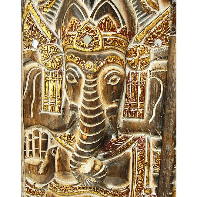 アジアン風 木製浮彫り壁掛けアート