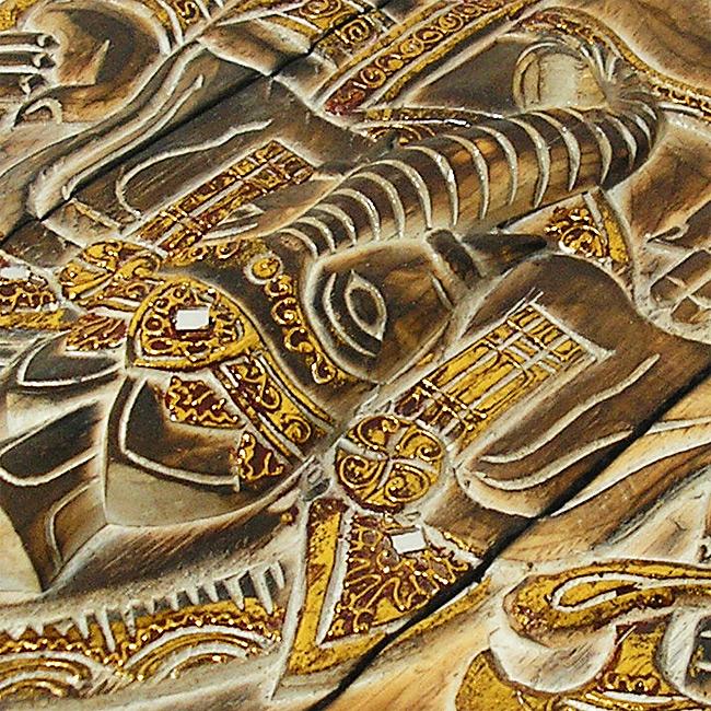 アジアン風 木製浮彫り壁掛けアート