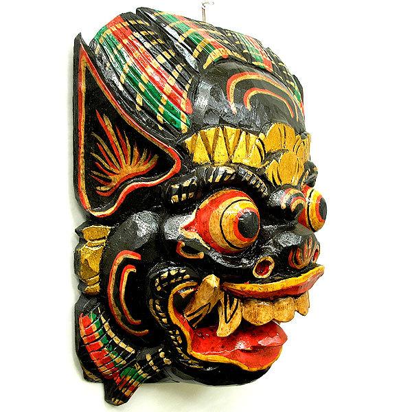 木彫りのお面 マスク 『バロン』 壁掛 [縦約34〜5cm] おしゃれな