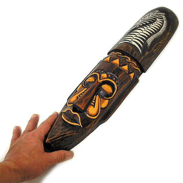 木彫りのマスク 壁掛け お面 しまうま [縦約50cm] おしゃれな オブジェ