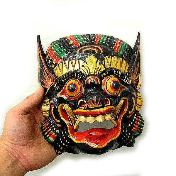 木彫りのお面 マスク 『バロン』 壁掛 [縦約20cm] おしゃれな 壁掛け