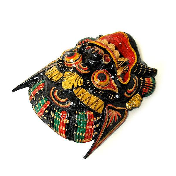 木彫りのお面 マスク 『バロン』 壁掛 [縦約20cm] おしゃれな 壁掛け