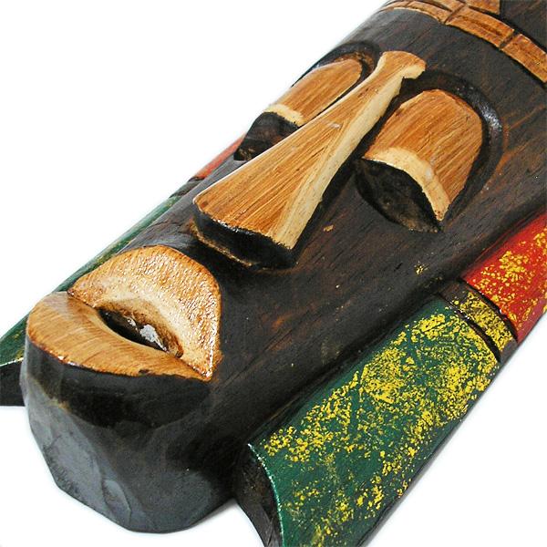 木彫りのマスク 壁掛け お面 ゾウ [縦約50cm] おしゃれな オブジェ