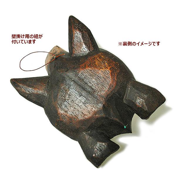 カメさんの置物 壁掛け [12~3cm] ブラック 木彫り 手彫り 卓上 