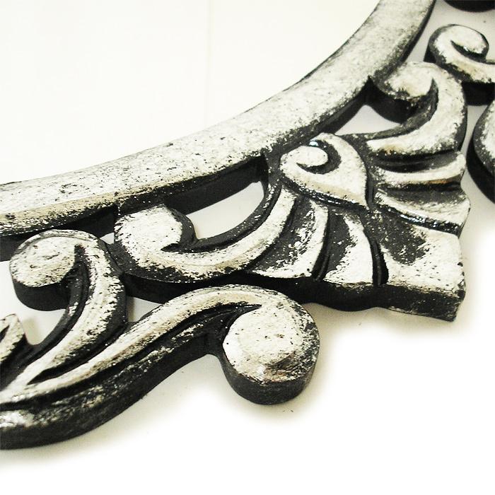 【　インド　ヴィンテージ　ミラー　】鏡　アンティーク　レリーフ　木製　壁掛け 青 インドヴィンテージミラー 鏡 アンティーク レリーフ 木製