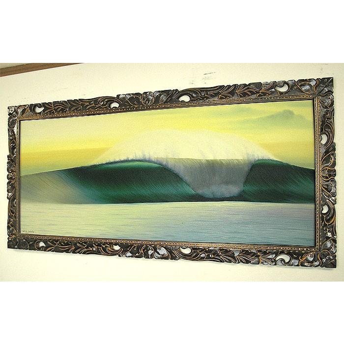 バリアート絵画　特大　横　『Big Wave in Sunset』　Windy　Special Order作品　[額横約134cmｘ縦63cm] エスニック アジアン インテリア アジアン雑貨｜angkasa｜05