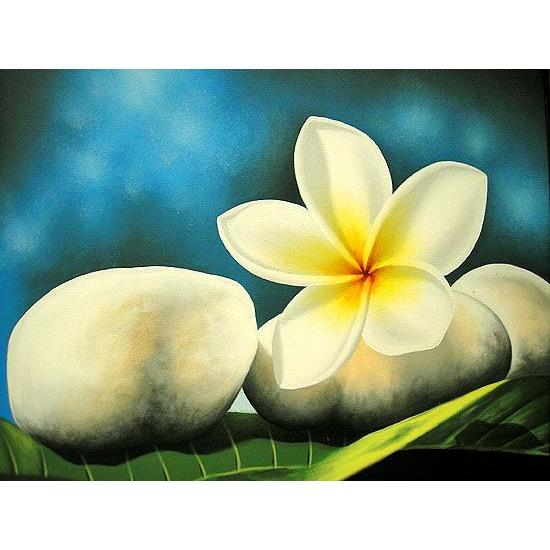stones』　ホワイト　額横約73ｃｍｘ63ｃｍ おしゃれな アジアンインテリア 【島戸】 お花の絵 アジアン雑貨