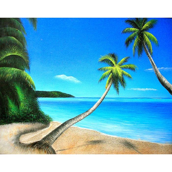 新規購入 M Santo 椰子の木とseaside バリアート 絵画 L 横 額横約63cmｘ縦53 5cm 風景画 おしゃれな 壁掛け インテリア エスニック アジアン バリ 最終値下げ Zoetalentsolutions Com