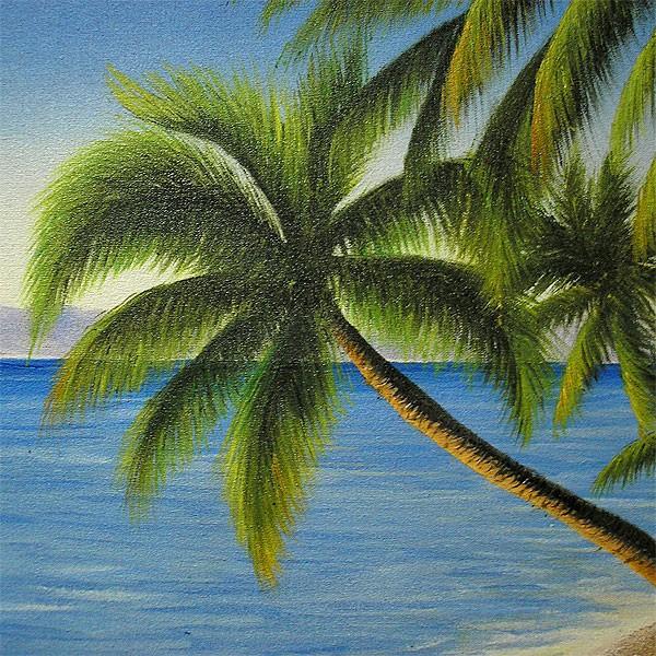 M.Santo 『椰子の木とSeaside』 バリアート 絵画 L 横 [額横約 M.Santo 『椰子の木とSeaside』 バリアート 絵画 L 横 [額横約