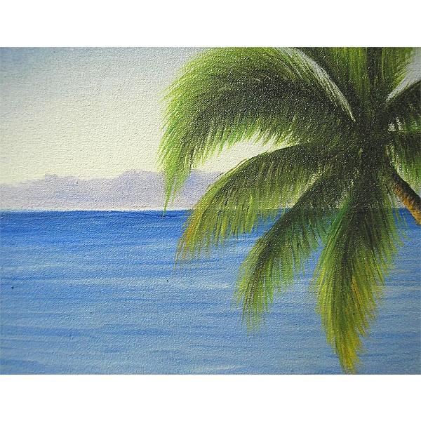 M.Santo 『椰子の木とSeaside』 バリアート 絵画 L 横 [額横約 M.Santo 『椰子の木とSeaside』 バリアート 絵画 L 横 [額横約