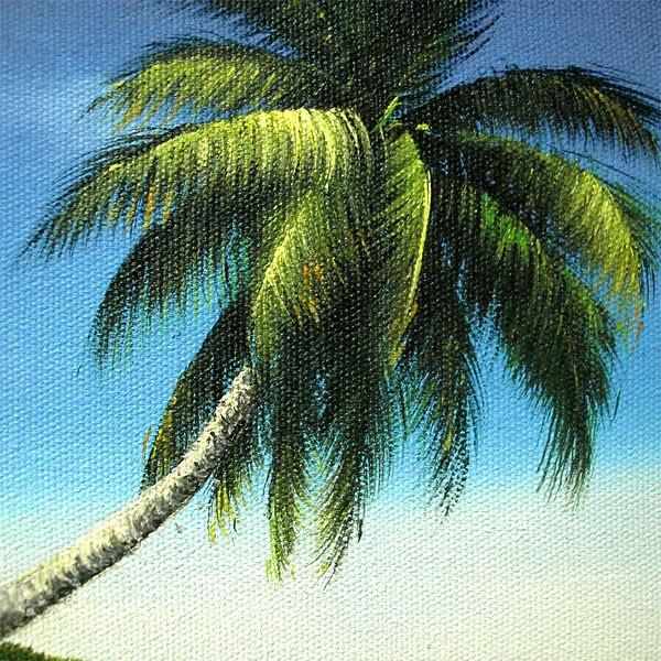 M.Santo 『椰子の木とSeaside』 バリアート 絵画 L 横 [額横約 M.Santo 『椰子の木とSeaside』 バリアート 絵画 L 横 [額横約