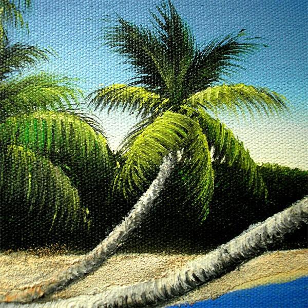 M.Santo 『椰子の木とSeaside』 バリアート 絵画 L 横 [額横約 M.Santo 『椰子の木とSeaside』 バリアート 絵画 L 横 [額横約