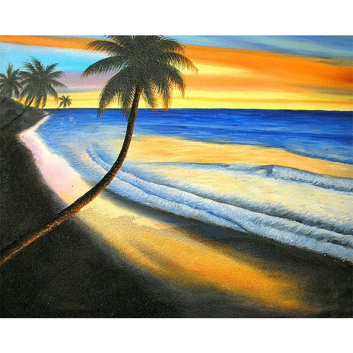 限定価格セール M Santo 椰子の木とサンセットビーチ バリアート 絵画 L 横 額横約63cmｘ縦53 5cm 風景画 おしゃれな 壁掛け インテリア エスニック アジアン バリ 日本産 Zoetalentsolutions Com