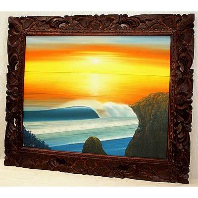 バリ絵画 L横 Seaside in Sunet おしゃれな アジアン インテリア