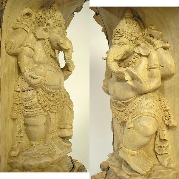 エスニック雑貨木彫りガネーシャ壁掛け 木彫り ガネーシャ 壁掛け 木製