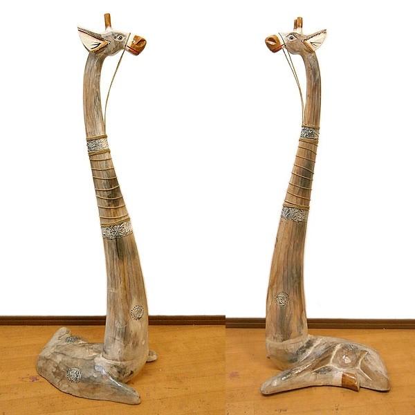 座ったキリン君 Lサイズ H.100cm アジアン雑貨 バリ タイ エスニック