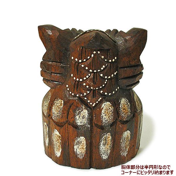 木彫り ふくろう フクロウ Sサイズ [H.20cm] アートな おしゃれな 置物