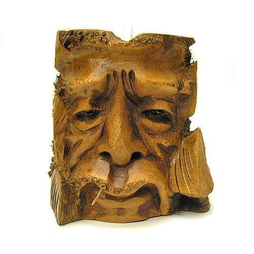 バンブーの根のアートマスク 灰皿 I [H約25cm] アジアン雑貨 バリ雑貨