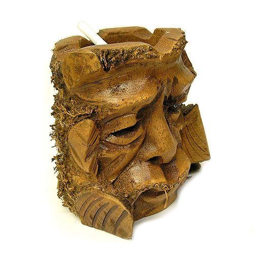 バンブーの根のアートマスク 灰皿 I [H約25cm] アジアン雑貨 バリ雑貨