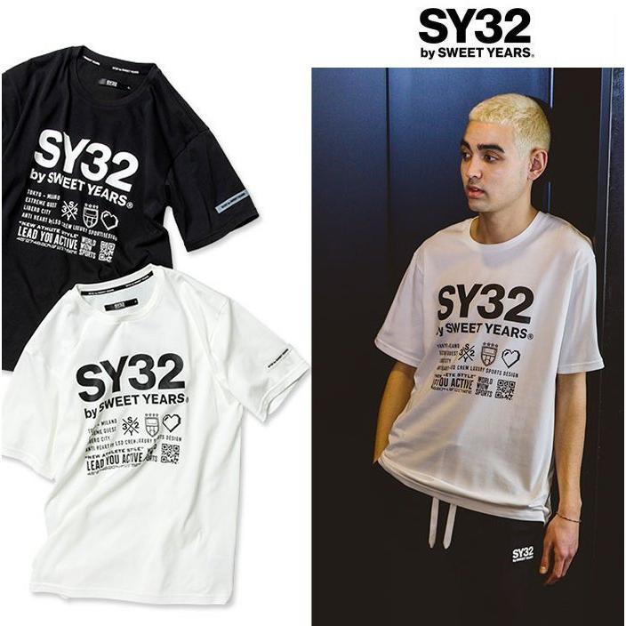 SY32 by SWEET YEARS 12243M LOGO PRINT TEE フロントプリント ロゴ 半袖Tシャツ color:BLACK (ブラック)｜angland｜05