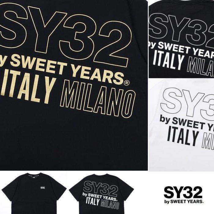 SY32 by SWEET YEARS 14154J-Ｗ バックロゴ ワイドTシャツ Color:WHITE(ホワイト) BLACK×WHITE(ブラック×ホワイトロゴ) BLACK×GOLD(ブラック×ゴールドロゴ)｜angland｜04