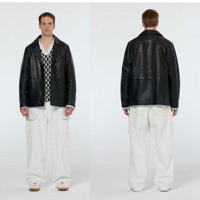 SCOTCH＆SODA(スコッチ&ソーダ) 179823 LEATHER BLAZER JACKET シープレザー テーラージャケット Color：BLACK(ブラック)の画像