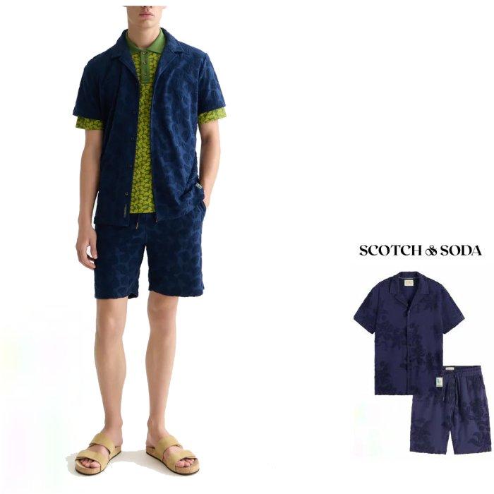 SCOTCH＆SODA（スコッチ&ソーダ）183140 182248 Short Sleeved Towel Shirt＆Shorts 半袖＆ショーツ パイルセットアップスーツ color：NAVY（ネイビー）