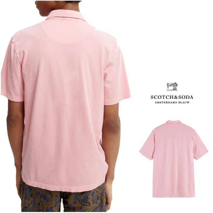 SCOTCH＆SODA(スコッチ&ソーダ) 166079 Garment dyed organic cotton polo 半袖 ポロシャツ color:Candy(ライトピンク)｜angland｜03