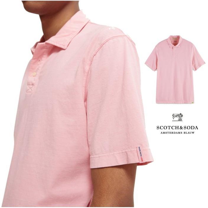 SCOTCH＆SODA(スコッチ&ソーダ) 166079 Garment dyed organic cotton polo 半袖 ポロシャツ color:Candy(ライトピンク)｜angland｜04