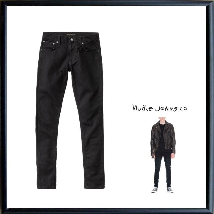Nudie Jeans(ヌーディージーンズ) Tight Terry  スキニー レングスL30 ストレッチデニム color：DEEP BLACK(ブラック）｜angland