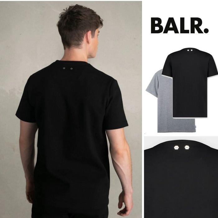 BALR(ボーラー) B1112.1051 Q-Series Straight T-Shirt メタルロゴ トレーナーTシャツ color:DK GREY HEATHER(ダークグレー) JET BLACK(ブラック)｜angland｜03