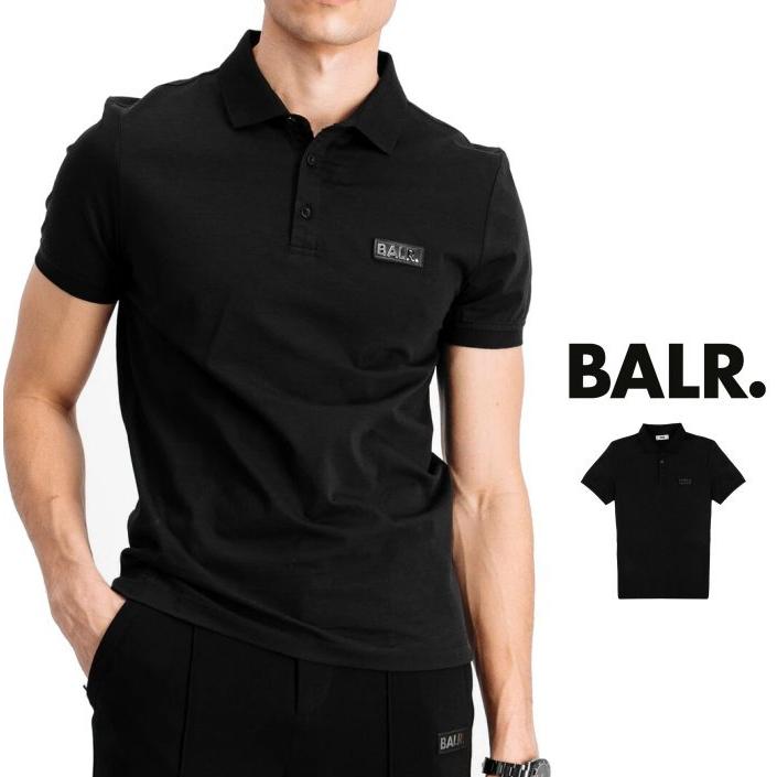 BALR(ボーラー) B1122 1002 Felt Logo Straight Polo Black 胸ロゴ ポロシャツ Color:BLACK(ブラック)｜angland