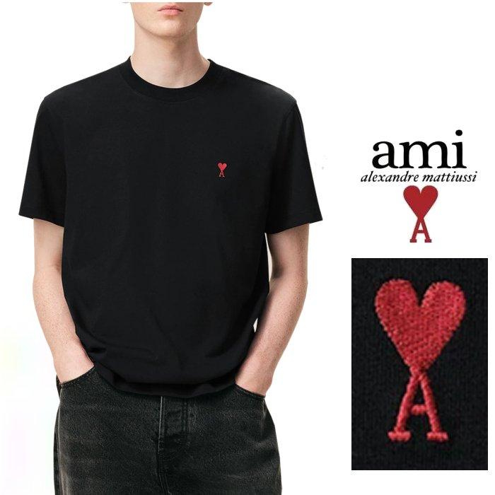AMI PARIS 黒 半袖Tシャツ ハート 刺繍 XL MAISON HONORE（メゾンオノレ） AMI Paris（アミ・パリス）UNISEX『AMI