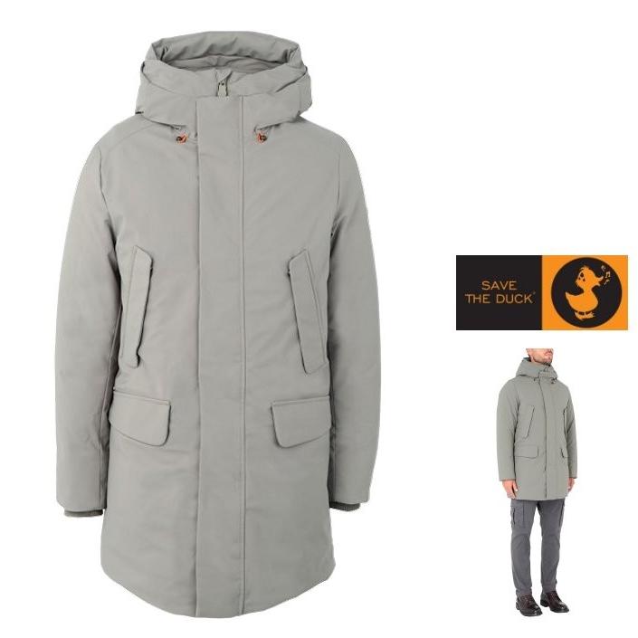 SAVE THE DUCK (セイブザダック) P4532 M-SMEG ナイロン キルティング ハーフコート Color:1182 Shark Grey(シャーク グレー)|angland|05