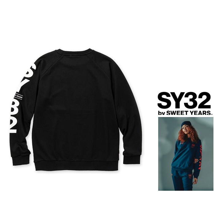 SY32 by SWEET YEARS TNS1774 SHIELD LOGO P/O CREW 袖ロゴ プルオーバー トレーナー color:GREY (グレー)｜angland｜02