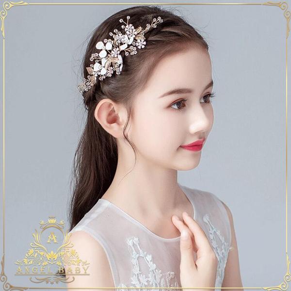 即納 送料無料 子供ヘアアクセサリー キッズフラワーティアラ